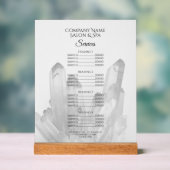 Black and White Crystals Salon Spa Services Menu Acryl Bord (Neutraal)