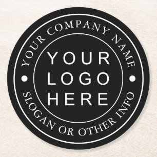 Black and White Custom Company Business Logo Ronde Kartonnen Onderzetter