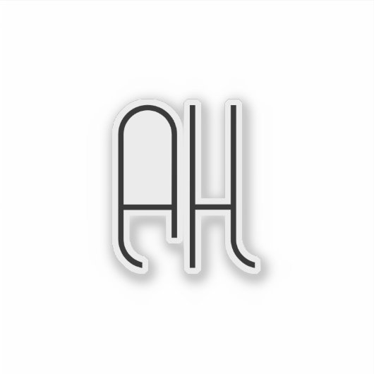 Black and white custom initials simple sticker (Voorkant)