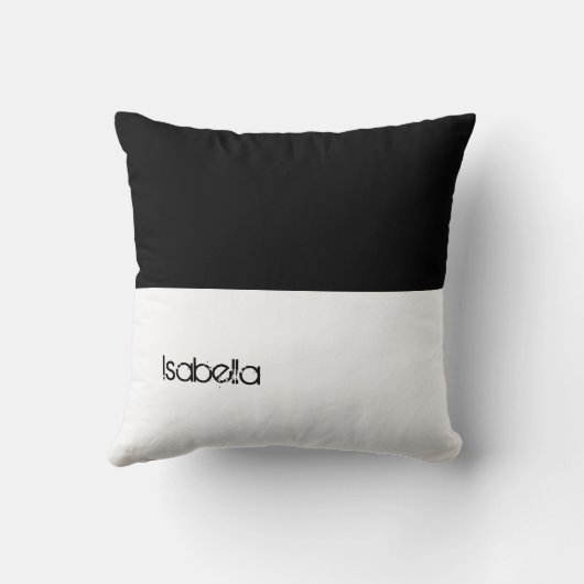 Black and White Custom Jouw naam Hier Pillow Kussen (Achterkant)