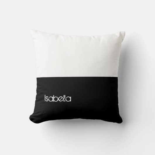 Black and White Custom Jouw naam Hier Pillow Kussen (Voorkant)