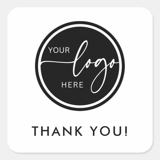 Black and White Custom Logo Business - Hartelijk d Vierkante Sticker (Voorkant)