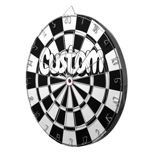 Black And White Customizable Text Dartbord (Voorkant Rechts)
