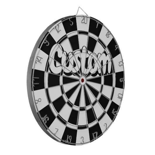 Black And White Customizable Text Dartbord (Voorkant Links)