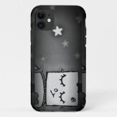 Black and White Cute Robot iPhone Case (Achterkant)