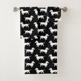 Black and White Dachshund Doxie Pattern Bad Handdoek