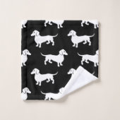Black and White Dachshund Doxie Pattern Bad Handdoek (Wasdoekje)