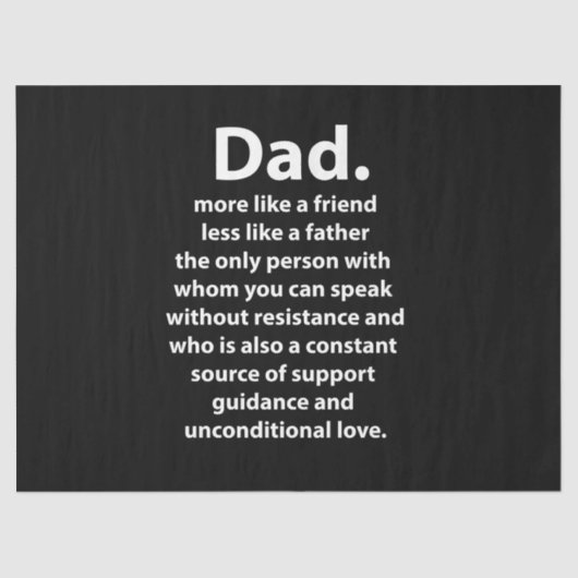 Black and White Dad Daddy Quote Birthday Tissuepapier (Voorkant)