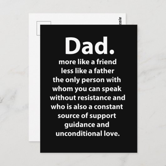 Black and White Dad Daddy Quote  Briefkaart (Voorkant / Achterkant)