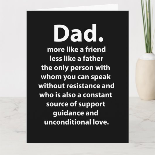 Black and White Dad Daddy Quote Kaart (Voorkant)