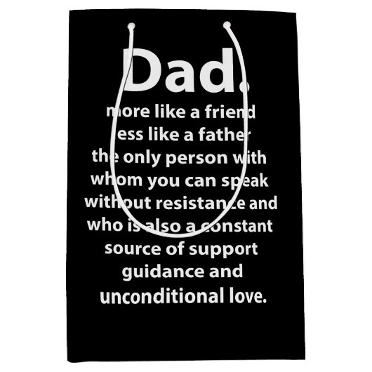Black and White Dad Daddy Quote  Medium Cadeauzakje (Voorkant)