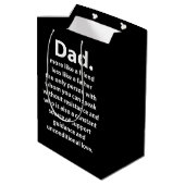Black and White Dad Daddy Quote  Medium Cadeauzakje (Achterkant Gekanteld)