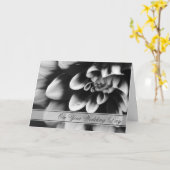 Black and White Dahlia Blended Family Wedding Kaart (Gele Bloem)