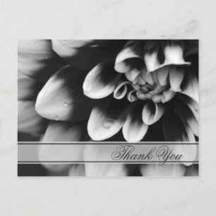 Black and White Dahlia Flower Bedankt Briefkaart