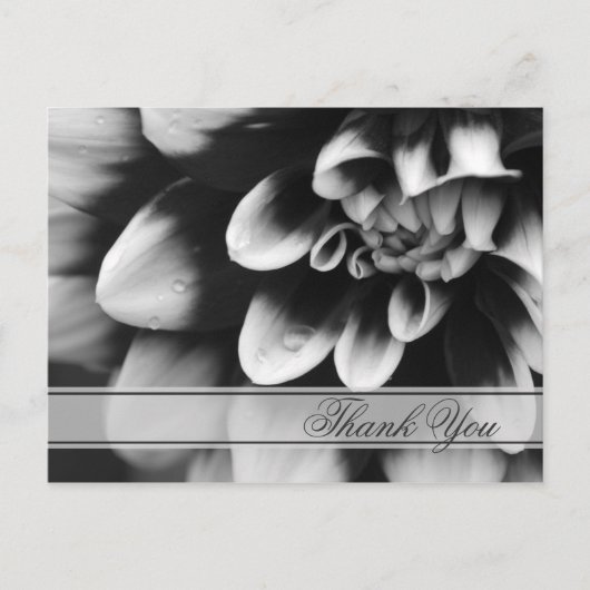 Black and White Dahlia Flower Bedankt Briefkaart (Voorkant)