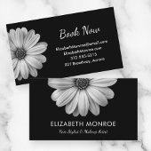 Black and White Daisy Hair Stylist Makeup Salon Visitekaartje