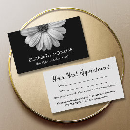 Black and White Daisy Salon Hair Stylist Afsprakenkaartje