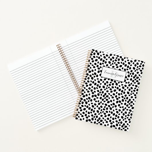 Black and white Dalmatian spot pattern notebook Notitieboek (Binnen)