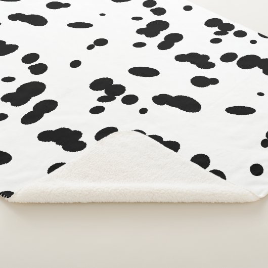 Black and White Dalmatian Spots Dog Fur Sherpa Deken (3/4)