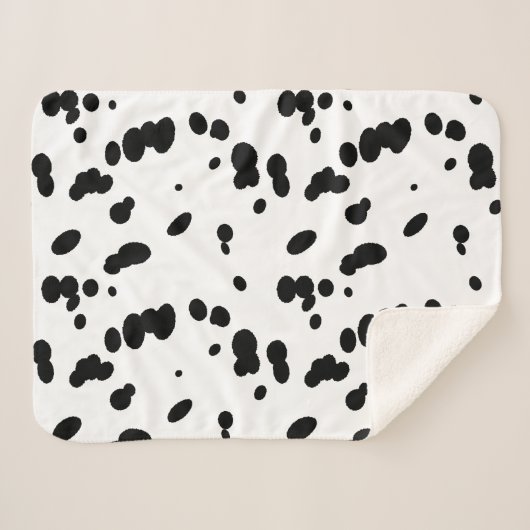 Black and White Dalmatian Spots Dog Fur  Sherpa Deken (Voorkant (horizontaal))