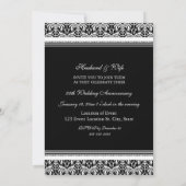 Black and White Damask 25th Jubileum Party Kaart (Achterkant)