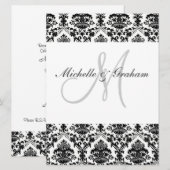 Black and White Damask Elegant Wedding Kaart (Voorkant / Achterkant)