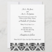 Black and White Damask Elegant Wedding Kaart (Achterkant)