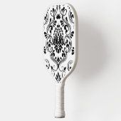 Black and White Damask Floral Pickleball Paddle (Links)