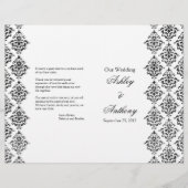 Black and White Damask Foldable Wedding Programme (Voorkant)