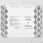 Black and White Damask Foldable Wedding Programme (Voorkant / Achterkant)