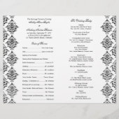 Black and White Damask Foldable Wedding Programme (Achterkant)