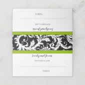 Black and White Damask Green Trim Wedding Plaatskaartje (Buitenkant ongevouwen)