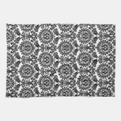 Black and White Damask Hare Pattern Theedoek (Horizontaal)