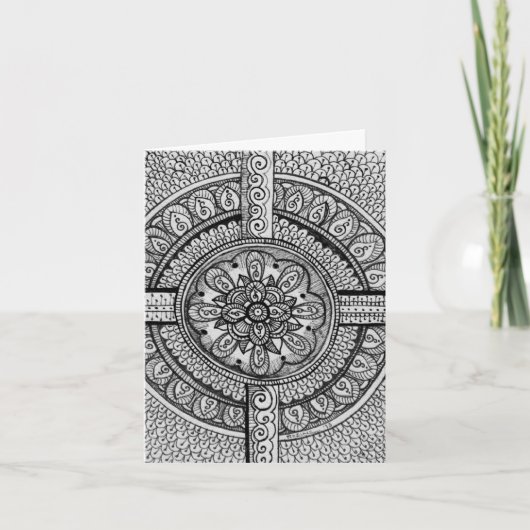 Black and White Damask Indian Mandala Dank je Bedankkaart (Voorkant)