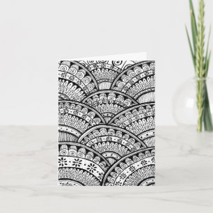 Black and White Damask Indian Mandala Dank je Bedankkaart