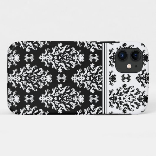 Black and White Damask iPhone 5 Hoesje (Achterkant (horizontaal))