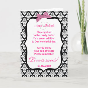 Black and White damask Love is lief Poem Card Kaart