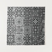 Black and white damask patterns wandkleed (Voorkant (horizontaal))
