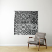 Black and white damask patterns wandkleed (In situ)