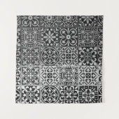 Black and white damask patterns wandkleed (Voorkant)