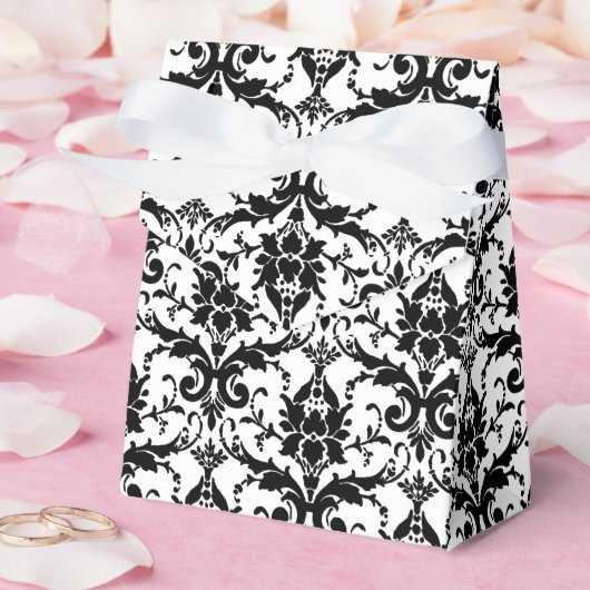 Black and White Damask Personalized Wedding Bedankdoosjes (Huwelijk)