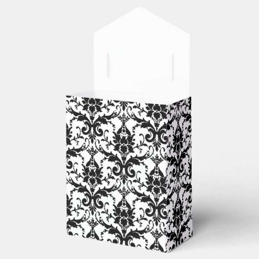 Black and White Damask Personalized Wedding Bedankdoosjes (Geopend)