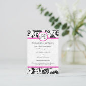 Black and White Damask Pink Trim Wishing Well Informatiekaartje (Staand voorkant)