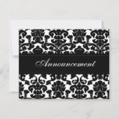 Black and White Damask Wedding Cancelation Card Kaart (Voorkant)