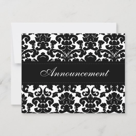 Black and White Damask Wedding Cancelation Card Kaart (Voorkant)