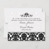Black and White Damask Wedding Cancelation Card Kaart (Achterkant)