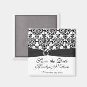 Black and White Damask Wedding Favor Magnet (Voorkant / Achterkant)