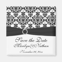Black and White Damask Wedding Favor Magnet