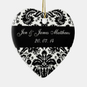 Black and White Damask Wedding Favor Ornament (Rechts)