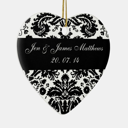 Black and White Damask Wedding Favor Ornament (Rechts)